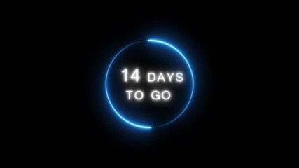 14 days countdown timer animation. Neon days to go animation.