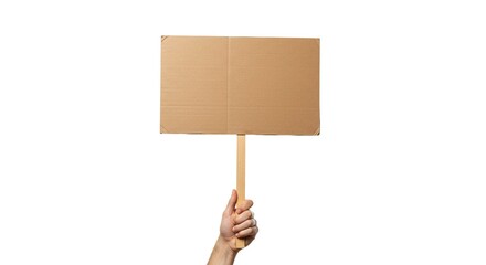 Isolated Blank Protest Sign with Wooden Stick