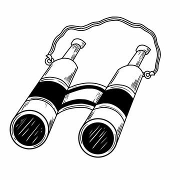 Hand drawn doodle style skech binoculars vector illustration