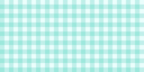 Aqua marine gingham checkered pattern background. Seamless pastel blue plaid design. Soft and sweet vintage aesthetic. Blue white gingham check tablecloth picnic style traditional.