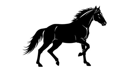 Obraz premium Dynamic silhouette of a galloping horse on white background