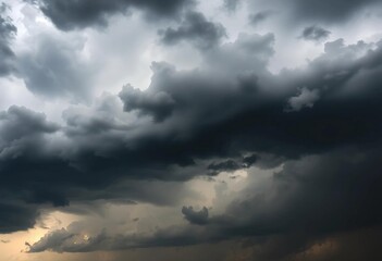 Fototapeta premium Heavy, dark storm clouds fill the frame, ominous and brooding, nimbus, illustration