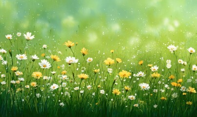 Fototapeta premium Pastel Meadow of Daisies