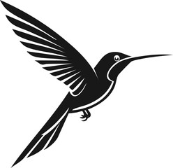 Obraz premium Hummingbird Bird Vector Logo in Minimalist Black and White, Simple Design Ideal for Wildlife Branding and Nature Illustration 