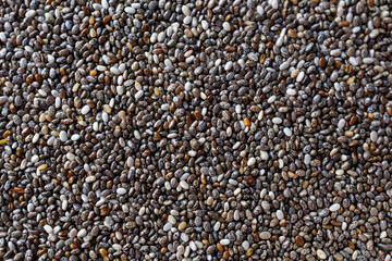 Chia seeds close up, organic healthy superfood background for diet and nutrition