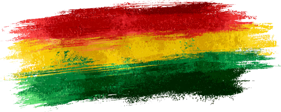 Patriotic painted watercolor flag of Bolivia, vibrant red yellow green