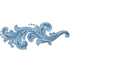 Fototapeta premium Elegant blue floral swirl design with ornamental detail