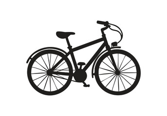 Fototapeta premium Black Silhouette of a Bicycle on White Background bike cycling with Vector Design
