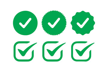 Colorful Check marks and Cross Symbols in Circles and Badges. Vector illustration eps 10