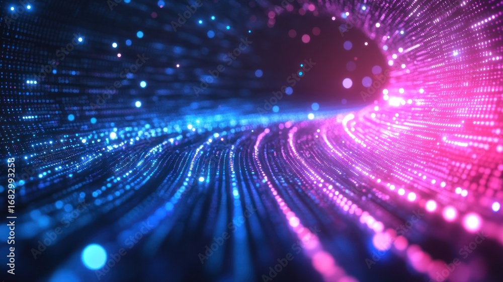 Aufkleber vibrant abstract tunnel of data flowing with glowing digital particles.