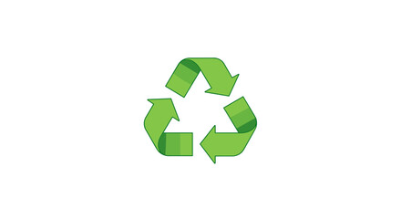 Obraz premium Green recycling icon: three arrows in a loop on white background