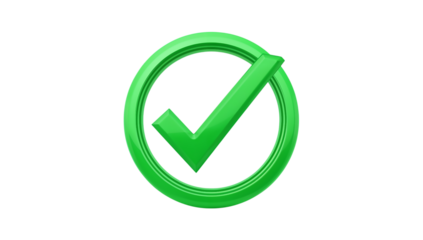 3d icon of green check mark symbol isolated on transparent background