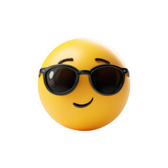 A smiling yellow emoticon wearing sunglasses on a black background