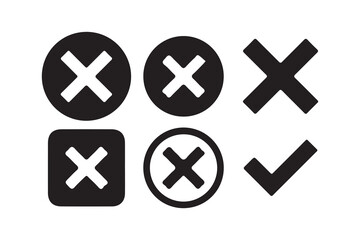 Obraz premium Checklist and Validation Icons Set with Check marks and Crosses. Vector illustration eps 10