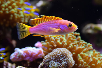 Obraz premium Generative AI image of vibrant marine life in colorful coral reef underwater vortex