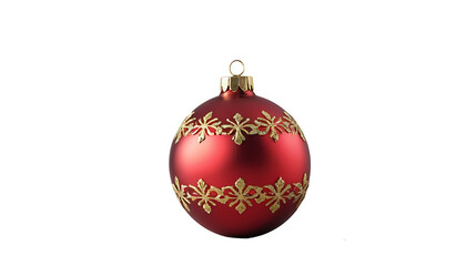 Red Christmas ornament ball with golden cap, isolated on transparent background 