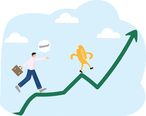 Financial crisis concept. Money loss. Money inflation vector design. Businessman chasing money. Stock crash cartoon illustration