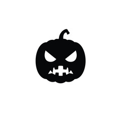 Angry pumpkin face silhouette icon halloween