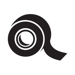 Tape silhouette black and white vector icon
