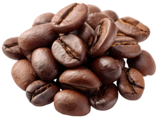 Roasted Coffee Beans: Close-up of roasted coffee beans, each bean displays rich colors and textures, a testament to the art of roasting and the allure of a perfect cup.