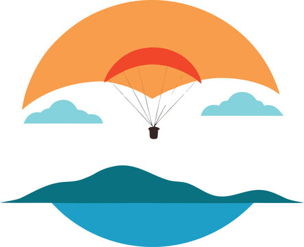 Parasailer Soaring in the Sunset Sky Vector Art