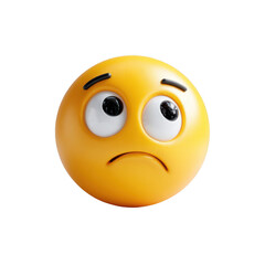A 3D rendered yellow emoticon showing a worried or disappointed expression on a black background