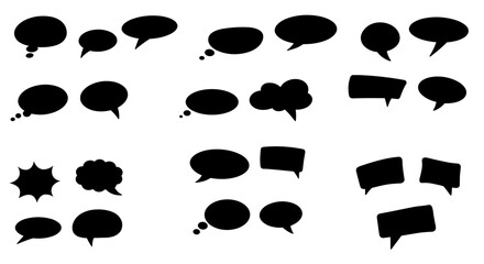 Fototapeta premium Variety of speech bubbles in black silhouette style for creative communication design