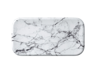 Elegant white marble tray on a transparent field offering sophistication and modern aesthetic for