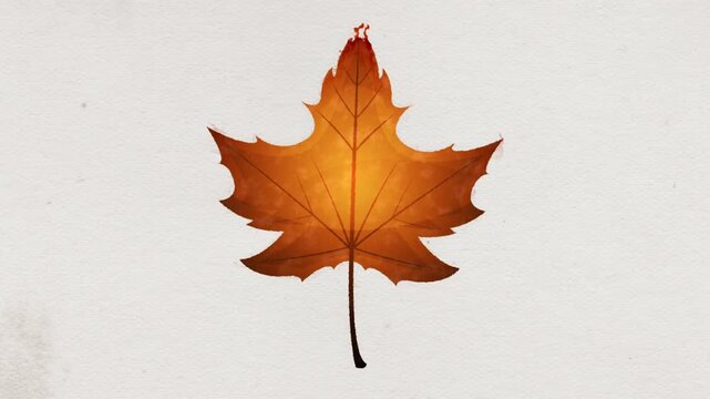 Autumn Maple Leaf Ink Drawing Reveal Animation/ Animation of an autumn fall season ink painted leaf revealing animation background