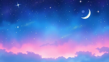 Dreamy watercolor night sky, stars, moon, galaxies, soft brushstrokes, celestial, anime aesthetic,  purple,  element