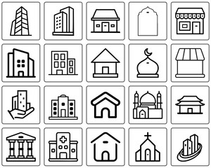 Collection Icon Illustrations House, Buildings, and Architectural Designs
