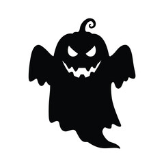 Spooky pumpkin ghost silhouette icon halloween scary