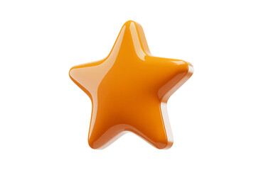 Shiny orange star isolated on transparent background