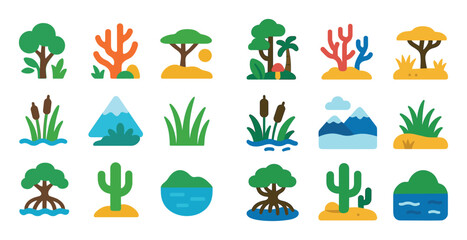 Fototapeta premium Colorful Ecosystem Icons
