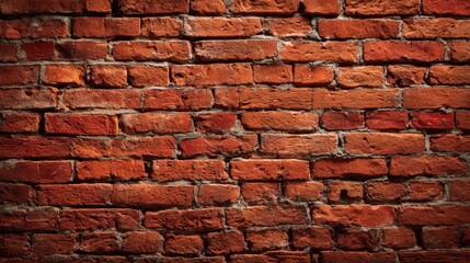 Obraz premium Closeup of a brick wall displaying varying shades of red and texture
