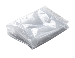 Folded Plastic Bag with Subtle Shadows, isolated on transparent background PNG