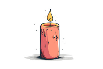 Obraz premium Vector illustration of a Christmas candle with flame for holiday decor