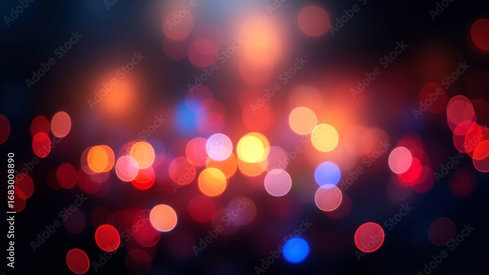 Poster blurred colorful bokeh lights creating festive atmosphere