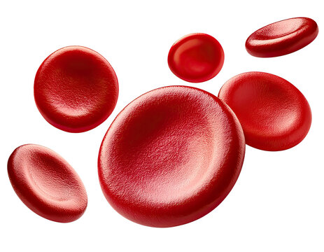 Flowing red blood cells isolated on solid white background - Powered by Adobe
