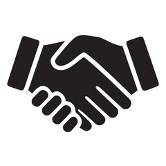 Vector illustration of black handshake silhouette for logo or icon use