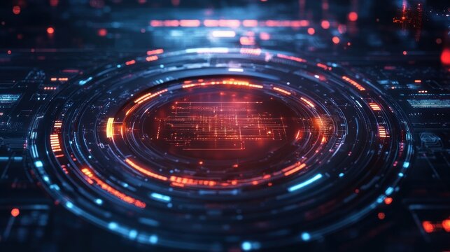 Abstract futuristic digital technology background with glowing circuits