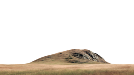 Grassy Hill with Rocky Outcrop, isolated on transparent background