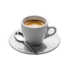 Freshly brewed espresso in a pristine white cup, ready to energize your day, a simple indulgence