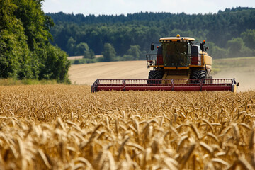 Fototapeta premium Tractor for agriculture in the field Generative AI