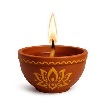 clay lantern with candle, front view