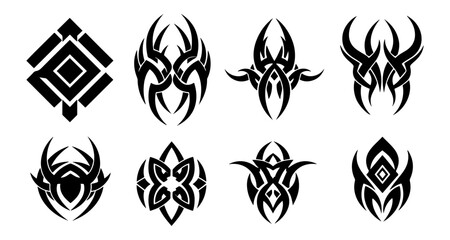 Abstract geometric shapes pattern on black background