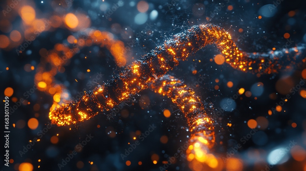Poster dynamic shimmering network of glowing particles in a dark abstract space