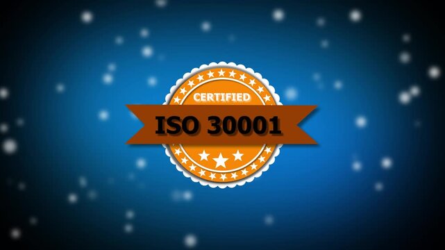 Creative (ISO 30001) Standard quality symbol, Risk management, ISO 30001 Certified green vector banner. Flat certification label isolated on white background. Food safety concept.