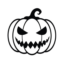 Scary pumpkin face black silhouette icon halloween