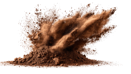 Exploding pile of brown powder
